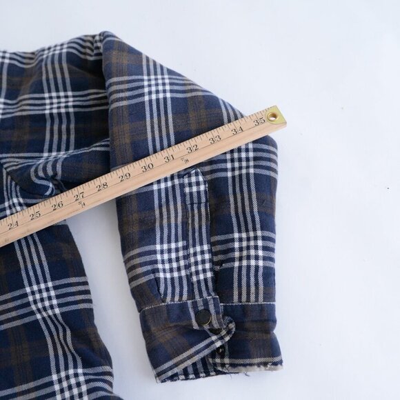 Dickies Blue White Checker Plaid Zip Up Built-in Hoodie Quilt Lined Shacket XL - Picture 4 of 11